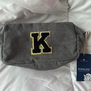 Gray Corduroy Bag with K Patch